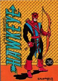 1986 Comic Images Official Marvel Universe Stickers #36 Hawkeye Front