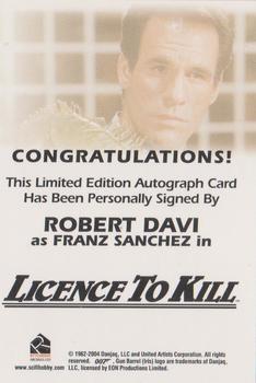 2006 Rittenhouse James Bond Dangerous Liaisons - Full Bleed Autographs #NNO Robert Davi Back