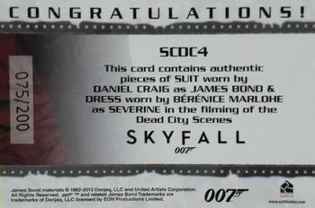 2013 Rittenhouse James Bond Autographs & Relics - Relics Dual Character #SCDC4 Daniel Craig / Berenice Marlohe Back
