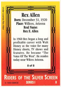1993 SMKW Riders of the Silver Screen #8 Rex Allen Back