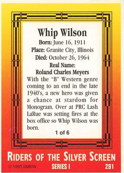 1993 SMKW Riders of the Silver Screen #291 Whip Wilson Back
