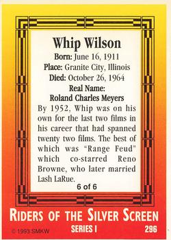 1993 SMKW Riders of the Silver Screen #296 Whip Wilson Back