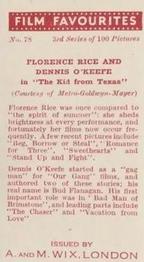 1939 Wix Film Favourites (3rd Series) #78 Florence Rice / Dennis O'Keefe Back