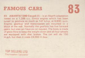 1972 Top Sellers Famous Cars #083 Abarth 1300 Coupe Back
