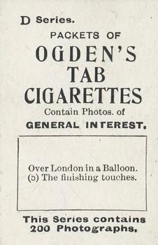 1902 Ogden's General Interest Series D #86 Over London in a Balloon 5 Back