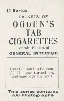 1902 Ogden's General Interest Series D #87 Over London in a Balloon 1 Back