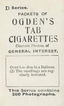 1902 Ogden's General Interest Series D #88 Over London in a Balloon 2 Back