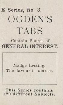 1902 Ogden's General Interest Series E #3 Madge Lessing Back