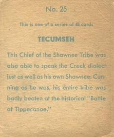 1933 Anonymous Western (R128-1) #25 Tecumseh Back