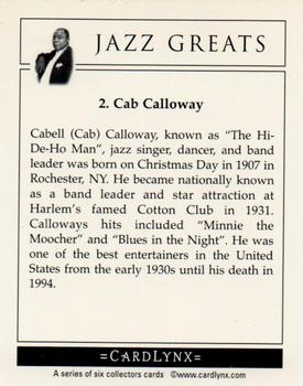 2005 Cardlynx Jazz Greats #2 Cab Calloway Back