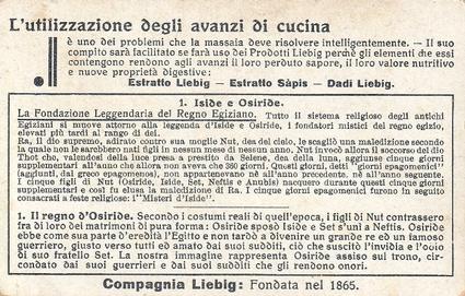 1933 Liebig Iside e Osiride (Isis and Osiris)(Italian Text)(F1276, S1280) #1 Regna d'Osiride Back