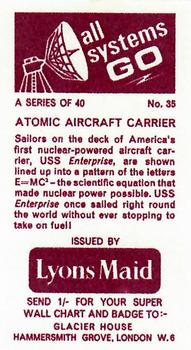 1967 Lyons Maid All Systems Go #35 Atomic Aircraft Carrier Back