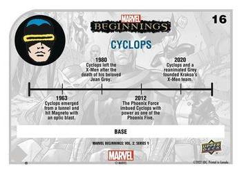 2022 Upper Deck Marvel Beginnings Volume 2, Series 1 #16 Cyclops Back