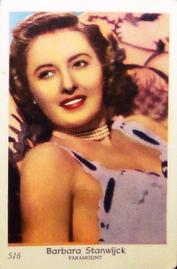 1955 Dutch Gum Set 8 (Numbered) #516 Barbara Stanwyck Front