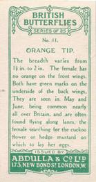 1935 Abdulla British Butterflies #11 Orange Tip Back
