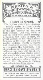 1925 Wills's Pirates & Highwaymen #10 Pierre le Grand Back