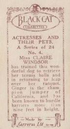 1926 Carreras Actresses and Their Pets #4 Claire Windsor Back
