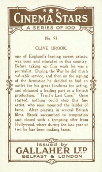 1926 Gallaher Cinema Stars #97 Clive Brook Back