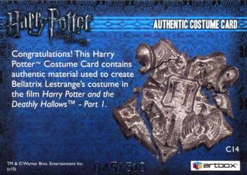 2010 Artbox Harry Potter and the Deathly Hallows Part 1 - Costumes #C14 Helena Bonham Carter as Bellatrix Lestrange Back