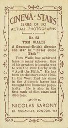 1933 Nicolas Sarony Cinema Stars #23 Tom Walls Back