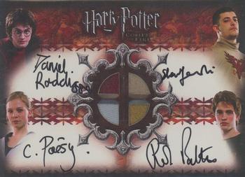2006 Artbox Harry Potter and the Goblet of Fire Update - Costumes Autographs #ChampionsQuad Daniel Radcliffe / Stanislav Ianevski / Clemence Poesy / Robert Pattinson Front