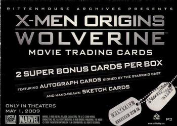 2009 Rittenhouse X-Men Origins: Wolverine - Promos #P3 Remy Lebeau Back