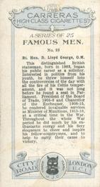 1927 Carreras Famous Men #23 Lloyd George Back