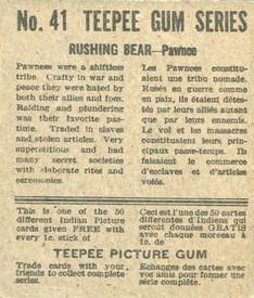 1950 Teepee Gum Indians #41 Rushing Bear Back