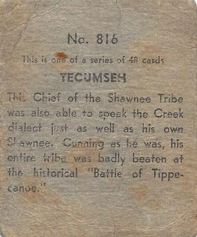 1930 Western Series (R131) #816 Tecumseh Back