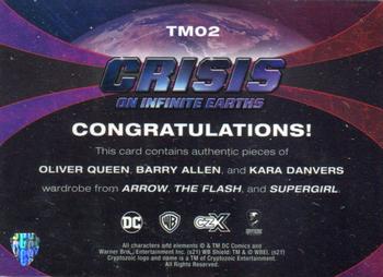2022 Cryptozoic CZX Crisis on Infinite Earths - Triple Wardrobe #TM02 Stephen Amell / Grant Gustin / Melissa Benoist Back