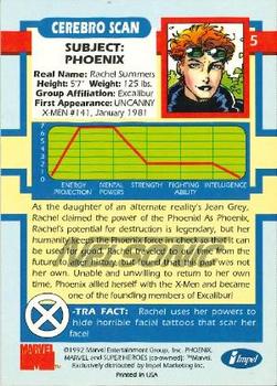 1992 Impel The Uncanny X-Men - Nelsonic #5 Phoenix Back