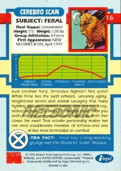 1992 Impel The Uncanny X-Men - Nelsonic #16 Feral Back