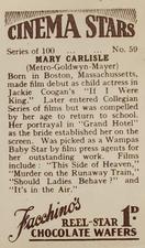 1936 Facchino's Cinema Stars #59 Mary Carlisle Back