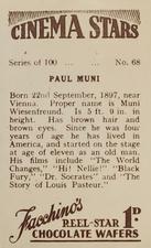 1936 Facchino's Cinema Stars #68 Paul Muni Back