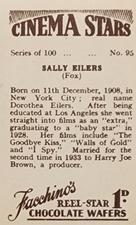 1936 Facchino's Cinema Stars #95 Sally Eilers Back