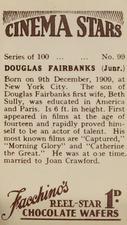 1936 Facchino's Cinema Stars #99 Douglas Fairbanks Jr. Back