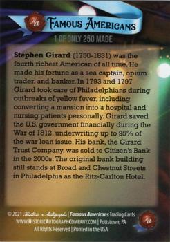 2021 Historic Autographs Famous Americans - Radiant Historic #4 Stephen Girard Back