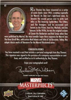 2008 Upper Deck Marvel Masterpieces 3 - Writer Autographs #RT Roy Thomas Back