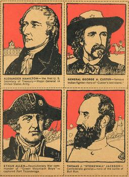 1930 Post Cereal Famous North Americans (F278-50) - Panels #NNO Alexander Hamilton / George A. Custer / Ethan Allen / Thomas ‘Stonewall’ Jackson Front