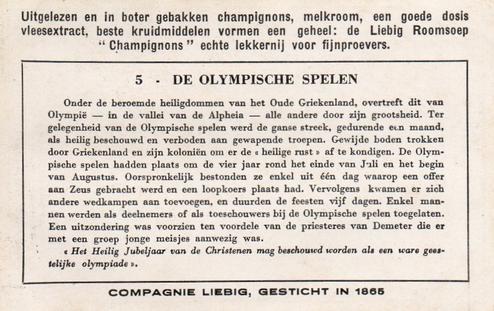 1949 Liebig Het Heilig jaar en zijn Oorsprong (History of Christianity in Italy 1) (Dutch Text) (F1472, S1473) #5 De Olympische Spelen Back
