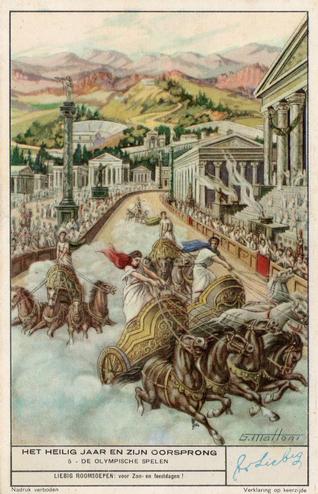 1949 Liebig Het Heilig jaar en zijn Oorsprong (History of Christianity in Italy 1) (Dutch Text) (F1472, S1473) #5 De Olympische Spelen Front