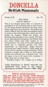 1983 Doncella British Mammals #18 Red Deer Back