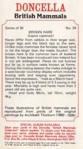 1983 Doncella British Mammals #24 Brown Hare Back
