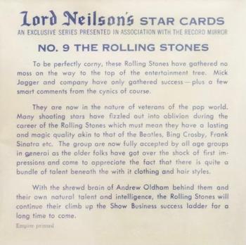 1967 Lord Neilson's Star Cards #9 The Rolling Stones Back