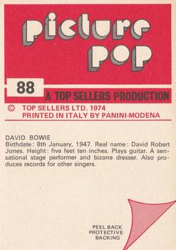 1974 Panini Top Sellers Picture Pop Stickers #88 David Bowie Back