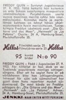 1963 Hellas Filmitahti-sarja 25 #90 Freddy Quinn Back