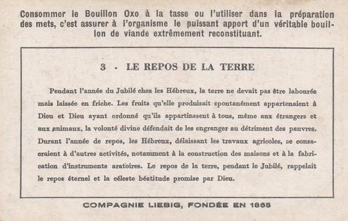 1949 Liebig L'année sainte et ses origines (History of Christianity in Italy) (French Text) (F1472, S1473) #3 Le repos de la terre Back