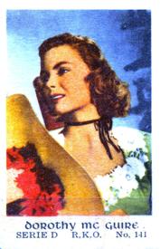 1953 Dutch Gum Serie D #141 Dorothy McGuire Front