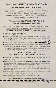 1974 Sunicrust Disney Sunny Fun #NNO Geppetto Back