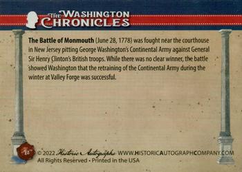2022 Historic Autographs The Washington Chronicles #110 Battle of Monmouth Back